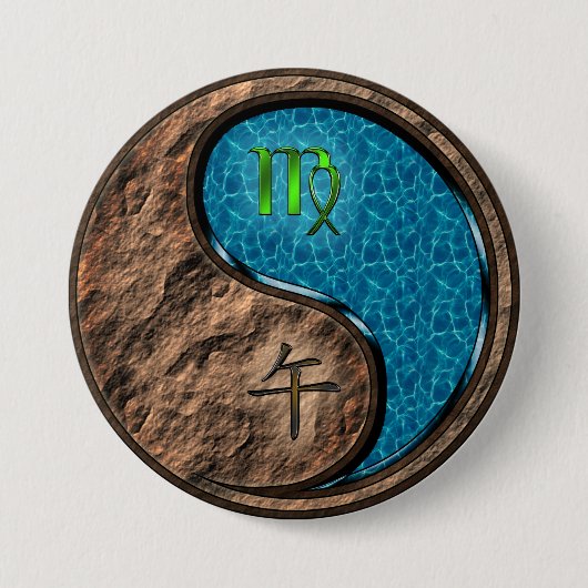 Maagd & Water Paard Ronde Button 7,6 Cm (Voorkant)