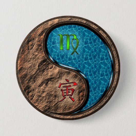 Maagd & Water Tijger Ronde Button 7,6 Cm (Voorkant)