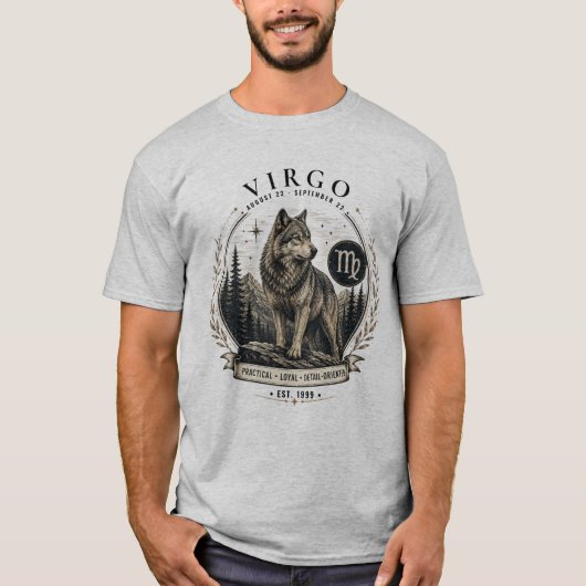 Maagd Wolf Zodiac Herenoverhemd T-shirt (Voorkant)