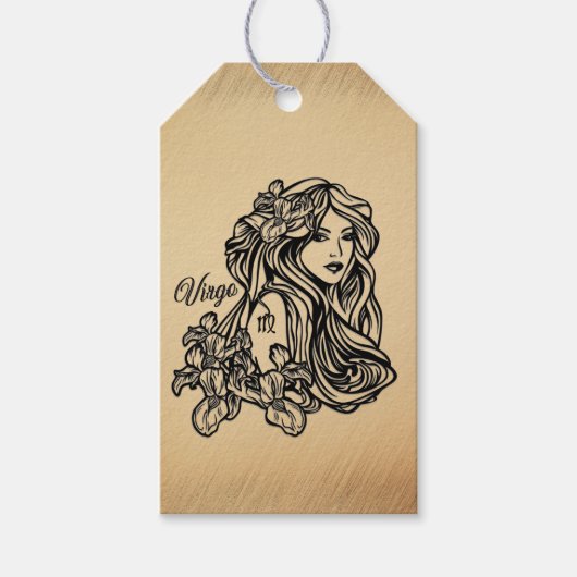 Maagd Zodiac Antieke Uiterlijk Cadeaulabel (Voorkant)