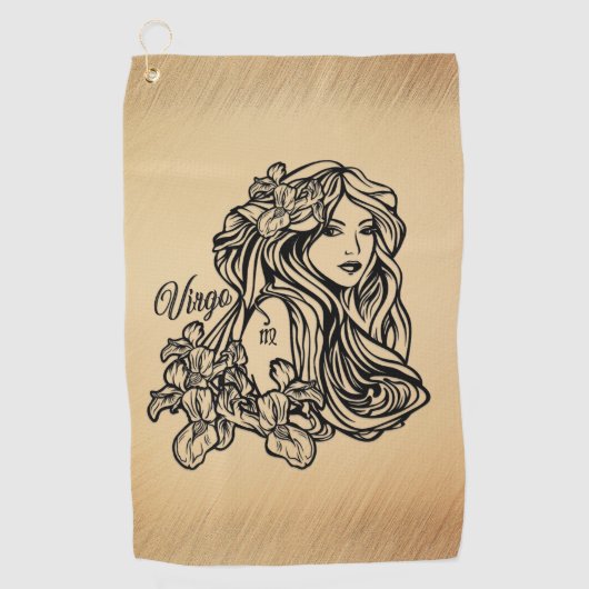 Maagd Zodiac Antieke Uiterlijk Golfhanddoek (Voorkant)