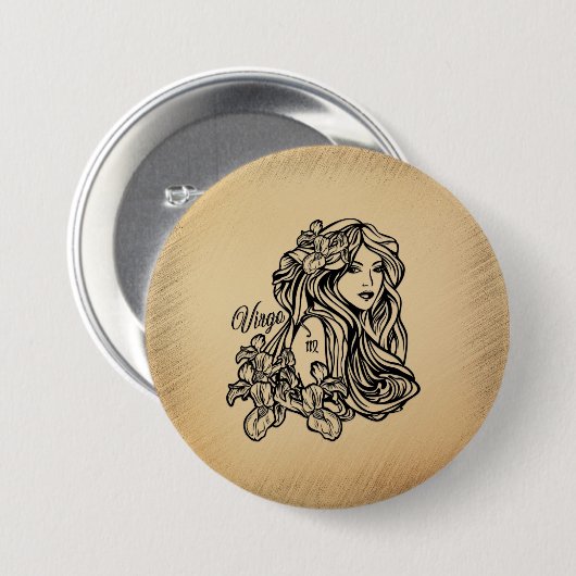 Maagd Zodiac Antieke Uiterlijk Ronde Button 7,6 Cm (Voorkant /achterkant)