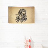 Maagd Zodiac Antieke Uiterlijk Spandoek (Insitu)