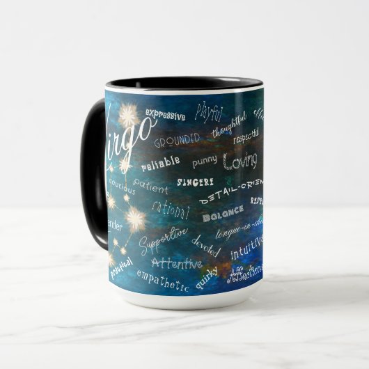 Maagd Zodiac Astrologie Traits Constellation Text Mok (Voorkant links)