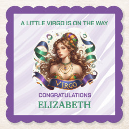 Maagd Zodiac Baby Shower Lavendel en Groen Kartonnen Onderzetters