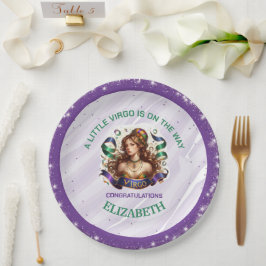 Maagd Zodiac Baby Shower Lavendel en Groen Papieren Bordje