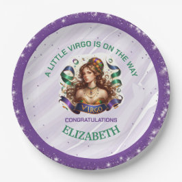 Maagd Zodiac Baby Shower Lavendel en Groen Papieren Bordje