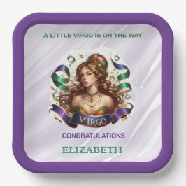 Maagd Zodiac Baby Shower Lavendel en Groen Papieren Bordje