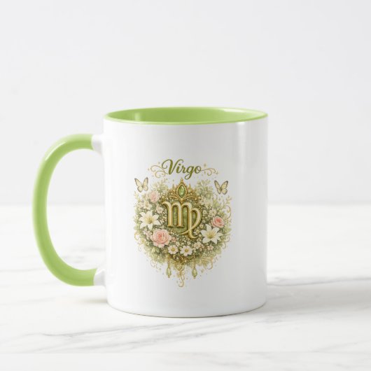 Maagd Zodiac Bloemhartmok – Elegante Astrologie Mok (Links)