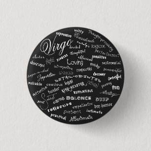 Maagd Zodiac Eigenschappen Sterrenbeeld Tekst Ronde Button 3,2 Cm