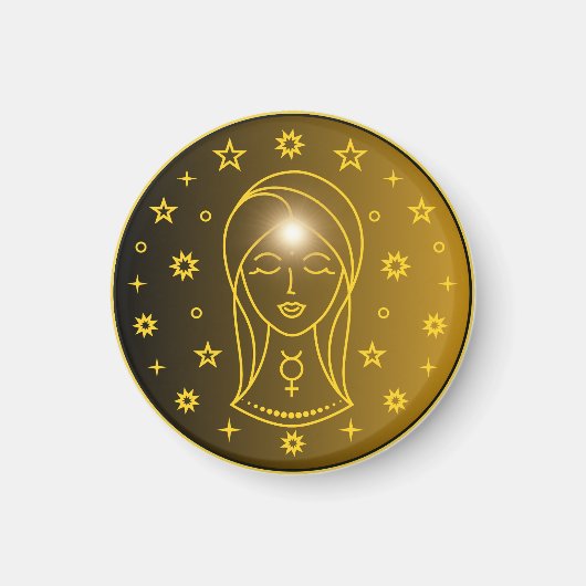 Maagd Zodiac Embleem | Minimaal Hemels Symbool Magneet (Voorkant)