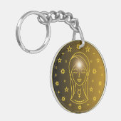 Maagd Zodiac Embleem | Minimaal Hemels Symbool Sleutelhanger (Voorkant Links)