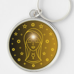Maagd Zodiac Embleem Minimaal Hemels Symbool Sleutelhanger