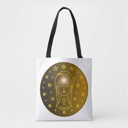 Maagd Zodiac Embleem | Minimaal Hemels Symbool Tote Bag (Voorkant)