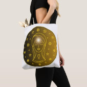 Maagd Zodiac Embleem | Minimaal Hemels Symbool Tote Bag (Dichtbij)