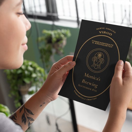 Maagd Zodiac Gouden Apothekerslabel Persoonlijk Briefkaart