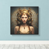 Maagd Zodiac Kunst Canvas – Mechanica Astral Afdruk (Insitu (Houten vloer))