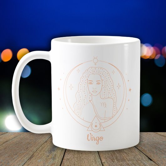 Maagd Zodiac Lijn Kunst Witte Perzik Koffiemok