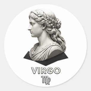 Maagd Zodiac Maagd Klassiek Zwart Wit Astrolog Ronde Sticker