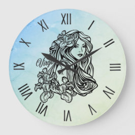Maagd Zodiac Misty in Romeinse Cijfers Grote Klok