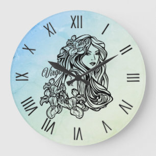 Maagd Zodiac Misty in Romeinse Cijfers Grote Klok