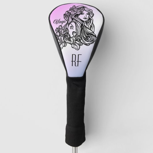 Maagd Zodiac Paarse Monogram Golfhoes Golfheadcover (Voorkant)