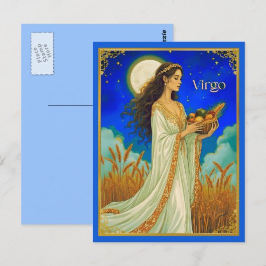 Maagd Zodiac Schoonheid Onder een Nachtelijke Heme Briefkaart (Voorkant / Achterkant)