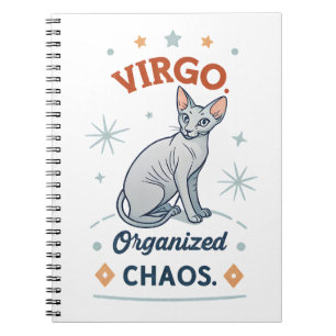 Maagd Zodiac Sphynx Kat Georganiseerde Chaos Kunst Notitieboek