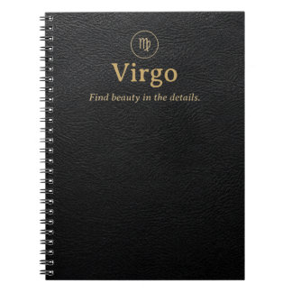 Maagd Zodiac Spiraal Notebook - Nep Leer Uiterlijk Notitieboek