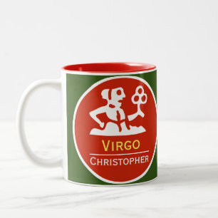 Maagd Zodiac Sterrenbeeld met naam van de eigenaar Tweekleurige Koffiemok
