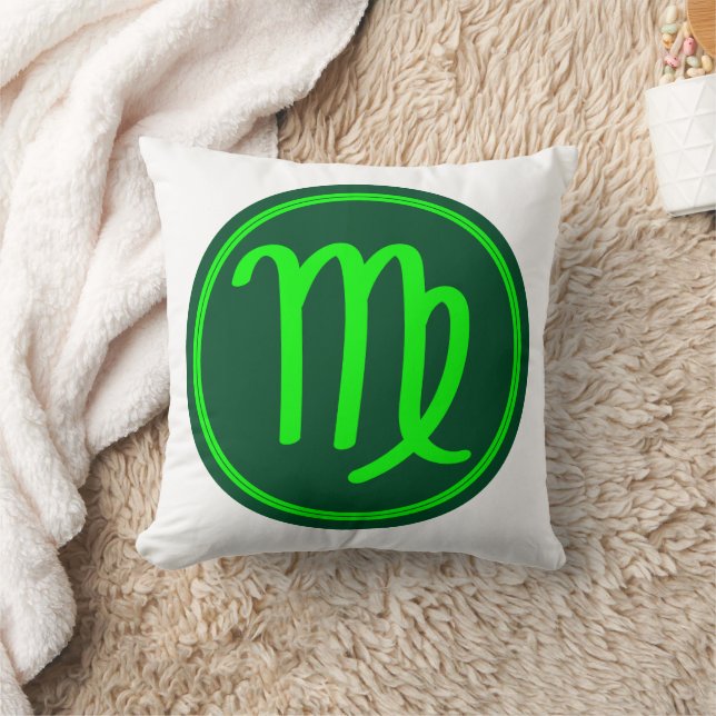 Maagd Zodiac Symbool Groen Contrast Kussen (Deken)