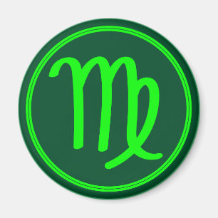 Maagd Zodiac Symbool Groen Contrast Magneet