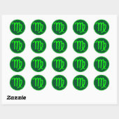 Maagd Zodiac Symbool Groen Contrast Ronde Sticker (Vel)