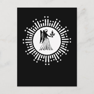 Maagd Zodiac-symbool met sterren & stralende zonne Feestdagenkaart