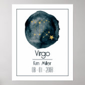 Maagd Zodiac teken: aangepaste naam & verjaardag Poster (Voorkant)