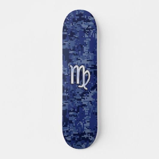 Maagd Zodiac-teken op blauwe digitale camouflage Skateboard (Voorkant)