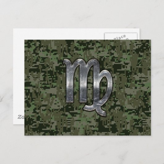 Maagd Zodiac-teken op olijfgroene digitale camoufl Briefkaart (Voorkant / Achterkant)