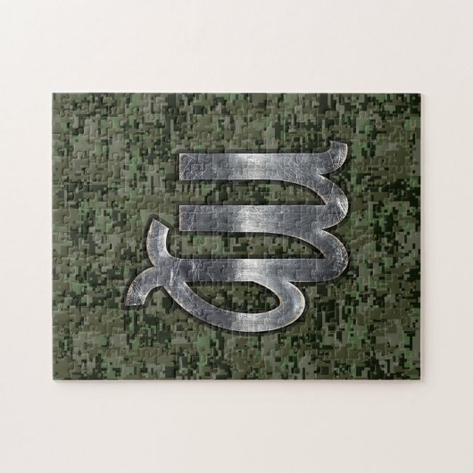 Maagd Zodiac-teken op olijfgroene digitale camoufl Legpuzzel (Horizontaal)