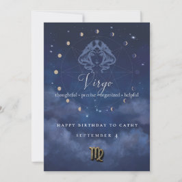 Maagd Zodiac Verjaardagsuitnodiging Kaart