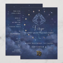 Maagd Zodiac Verjaardagsuitnodiging Kaart
