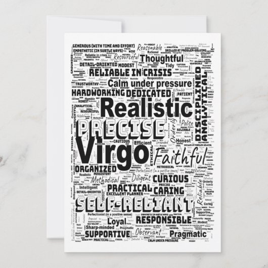 Maagd Zodiac Woordwolk Inspiratie Kaart (Achterkant)