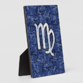 Maagd Zodiac Zilveren Teken op Navy Blauwe Digital Fotoplaat (Zijkant)