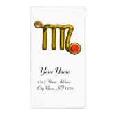 MAAGD ZODIAK VERJAARDAG Oranje Grijs Agaat Etiket (Voorkant)