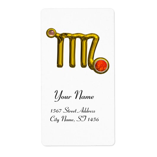 MAAGD ZODIAK VERJAARDAG Oranje Grijs Agaat Etiket (Voorkant)