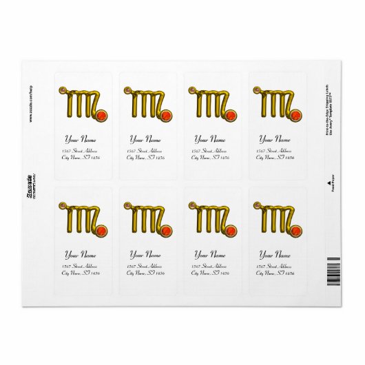 MAAGD ZODIAK VERJAARDAG Oranje Grijs Agaat Etiket (Full Sheet)