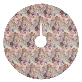 Maagd zonder blozen Mary Baby Jesus Floral Religie Fleece Kerstboom Rok