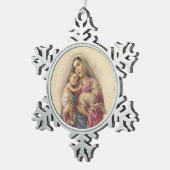 Maagd zonder blozen Mary Moeder Baby Jesus & Lamb Tin Sneeuwvlok Ornament (Rechts)