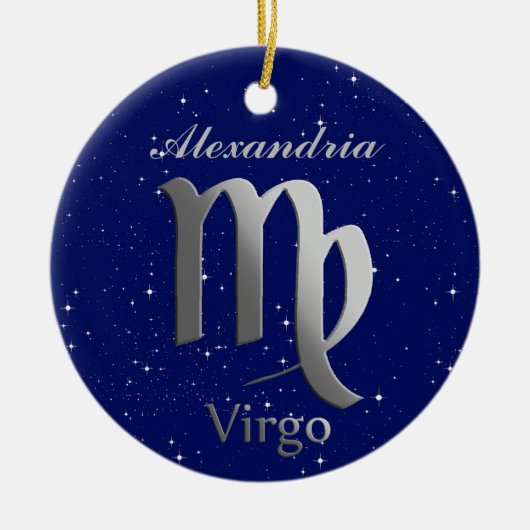 Maagd Zonneteken Symbool met Naam Keramisch Ornament (Voorkant)