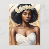 Maagd Zwart Vrouw Waterverf Zodiac Portrait Briefkaart (Voorkant)