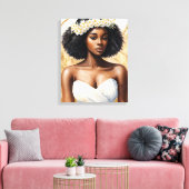Maagd Zwart Vrouw Waterverf Zodiac Portrait Canvas Afdruk (Insitu (Woonkamer))